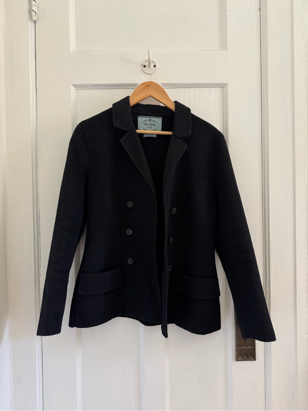 Prada Women’s Black Double-Breasted Wool Jacket for spring or summer - Picture 3 of 6